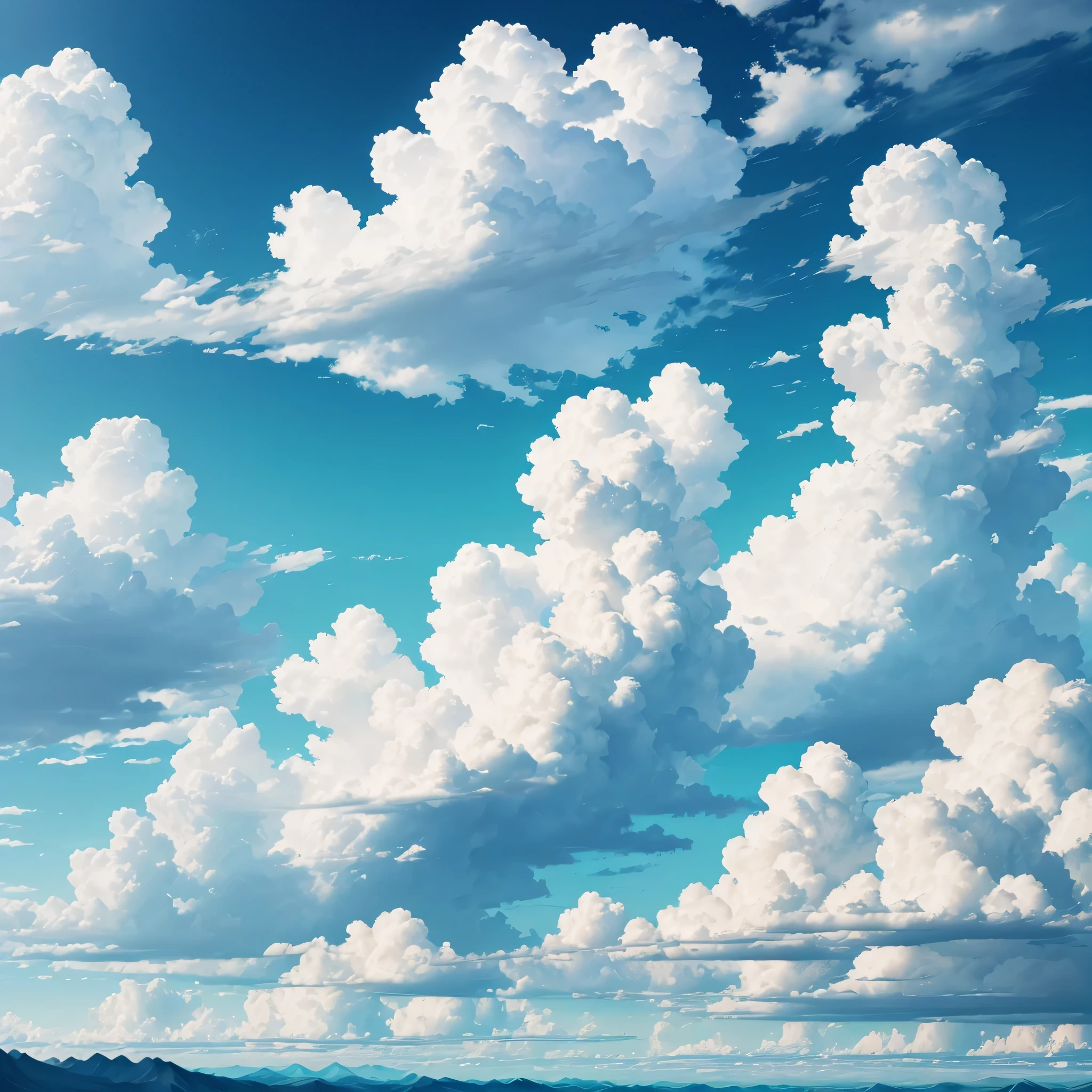 (Extremely detailed CG unified 8K wallpaper, masterpiece, best quality, super detailed), brightness +1.5, floating, high saturation, Peace, Idyllic steppe,Clearly, blue sky, and white, fluffy clouds,sky covered with clouds,