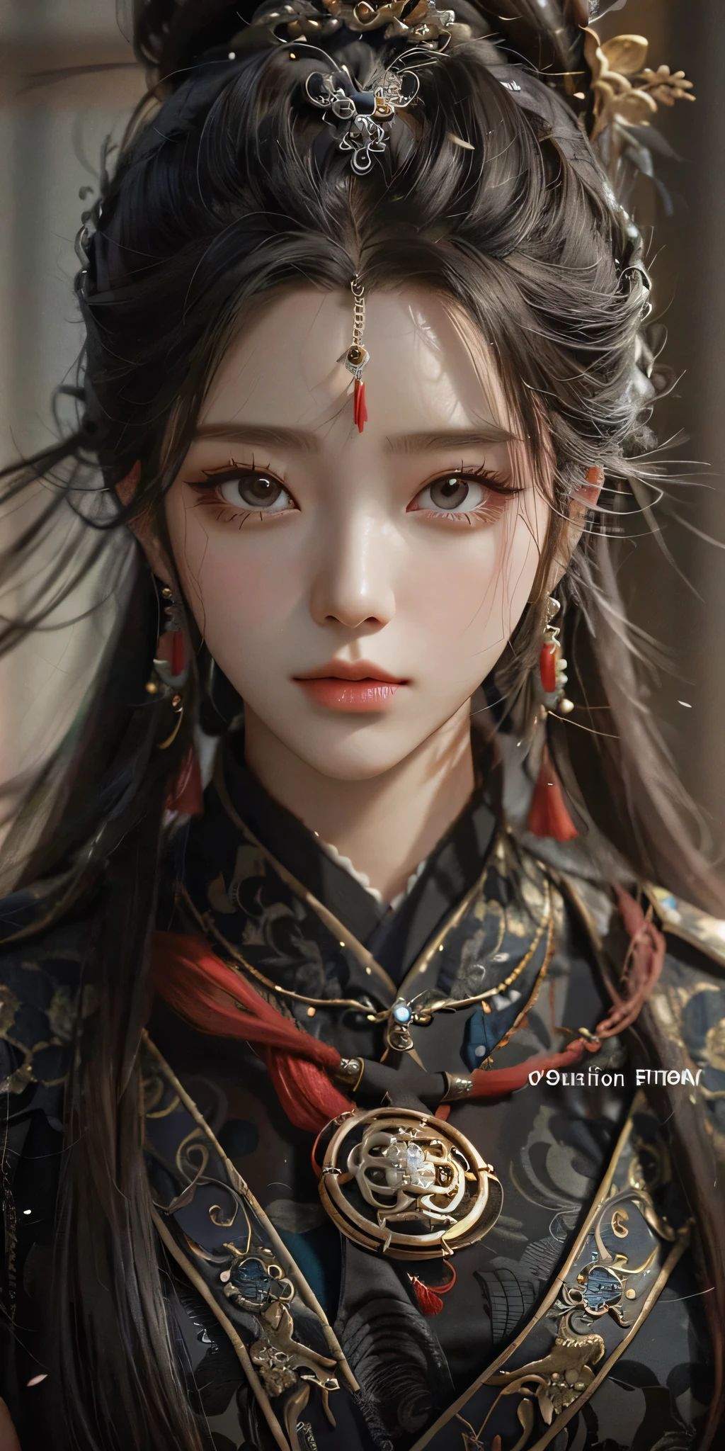 a close up of a woman with a very long hair, Inspired by Du Qiong, 8K)), by ヤン・J, trending on cgstation, palace , girl in hanfu, Written by Fan Chi, Chengwei Pan at Art Station, By Do Jin, Cai Xukun, CG Society ), cyancia fantasy, 🌺 CG Society, Bianlian