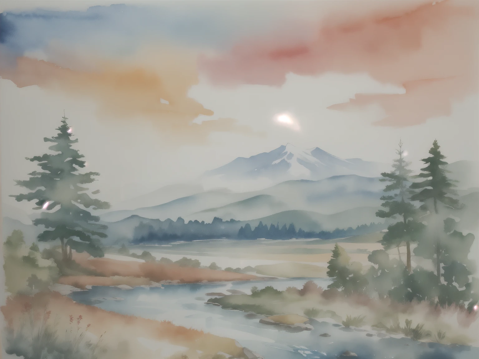 painting of a watercolor landscape with a river and trees, watercolor landscape, Painting landscapes, a watercolor painting, colorful watercolor painting, watercolor, Artistic landscape, watercolor colored painting, watercolor painting, watercolor masterpiece, vibrant watercolor painting, Bright Landscape, watercolor painting style, colorful landscape painting, watercolor art, watercolor, watercolor digital painting, rough watercolor painting, watercolor畫藝術, mountain scenery