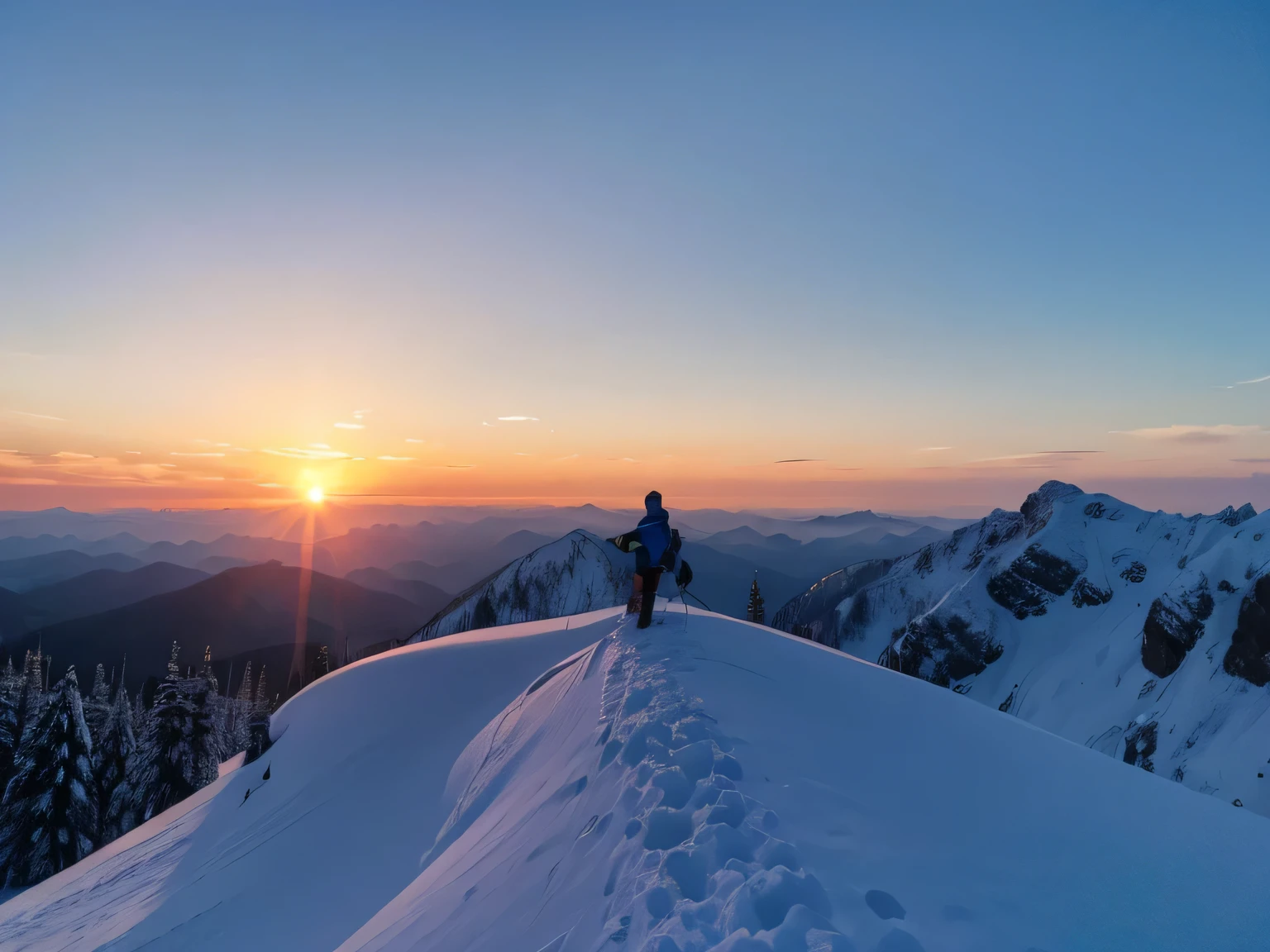 Sunset on the top of the mountain