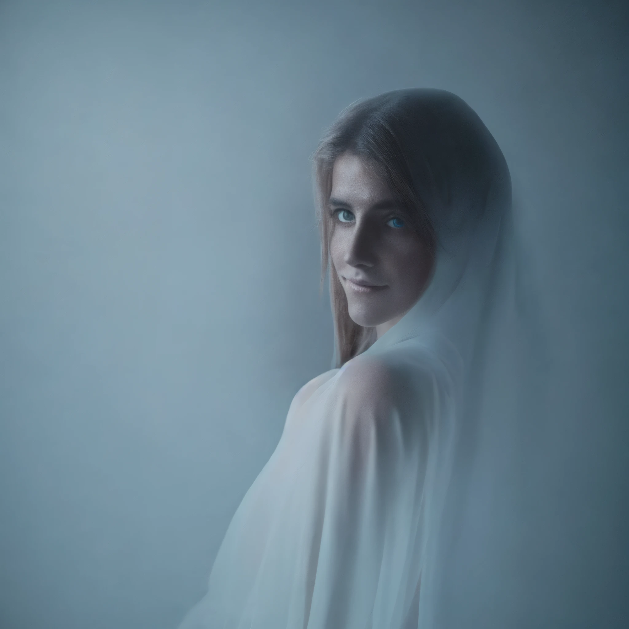 (best quality,4k,highres,masterpiece:1.2),ultra-detailed,(realistic,photorealistic,photo-realistic:1.37),Man in a Ghostly Form,transparent figure with a ghostly appearance,ethereal,glowing eyes and floating hair,translucent,subtle and eerie,full body figure,white flowing robe,captivating and haunting atmosphere,mesmerizing presence,haunted background,soft ethereal glow,otherworldly feel,dreamlike and surreal,soft moonlight illuminating the scene,ghostly face with a captivating smile,soft shadows and highlights,likeness of a spirit emerging,lost in time and space,hauntingly beautiful,emphasizing the duality of human existence,deep symbolism,capturing the immaterial essence,interplay of light and shadow,dramatic composition,enchanted encounter,ethereal and mysterious aura,figurative representation of the ephemeral,blending in with the surroundings,transcendent experience,ghostly apparition,twisted and distorted features,dread and vulnerability,whispering secrets from the other side,provoking a sense of intrigue and wonder,silent and otherworldly presence,hauntingly captivating.