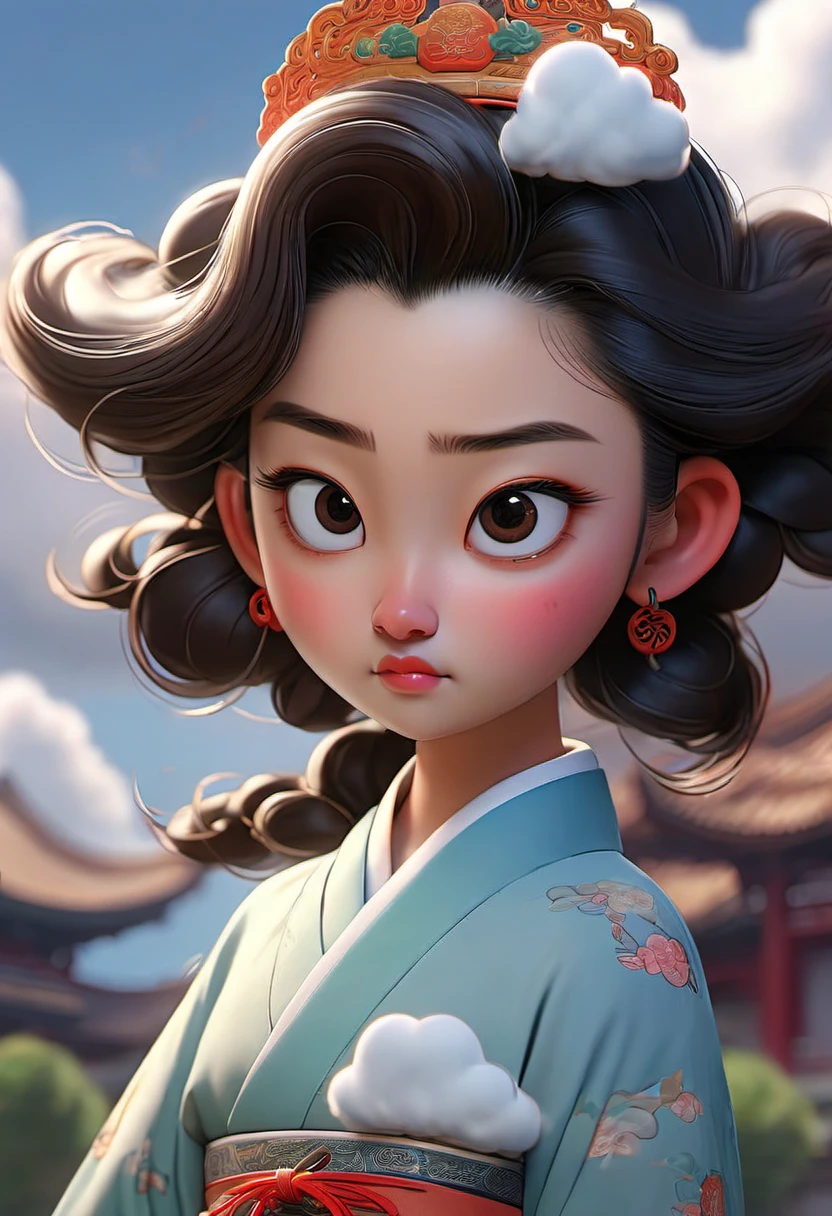 Close-up of a doll wearing a red dress and a green skirt, ball jointed doll, cute porcelain doll, 日本porcelain人体模型, palace ， A girl wearing Hanfu, bjd, art doll, Chinese baby face, Gurwitz Masterpiece, face up, detailed picture, face up, porcelain, daoshu, yanjun chengt
