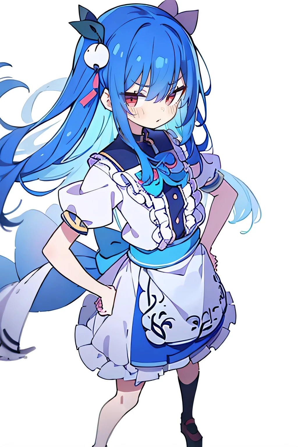 (masterpiece),best quality, expressive eyes, perfect face, 1girl,
Put your hands on your waist,fair, Gorgeous,Japanese cartoons,girl,lola,Hina Angel, blue hair, blue haired, floating clothes,Grab your waist, Grab your waist, hands on hips , hands on hips,sit, sit on ground, Legs on the ground, flat chest