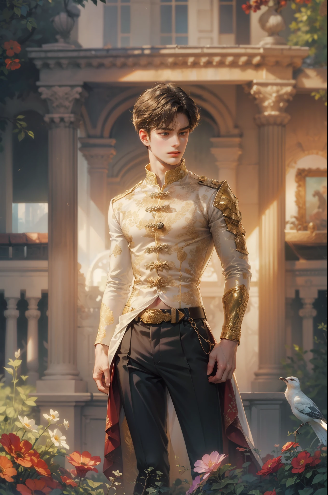 (masterpiece, top quality, best quality, official art, beautiful and aesthetic:1.2), boy, handsome, extreme detailed faces, (fractal art:1.3), colorful, highest detailed, (perfect face), shiny skin, HDR, cantarella, extremely detailed surroundings,