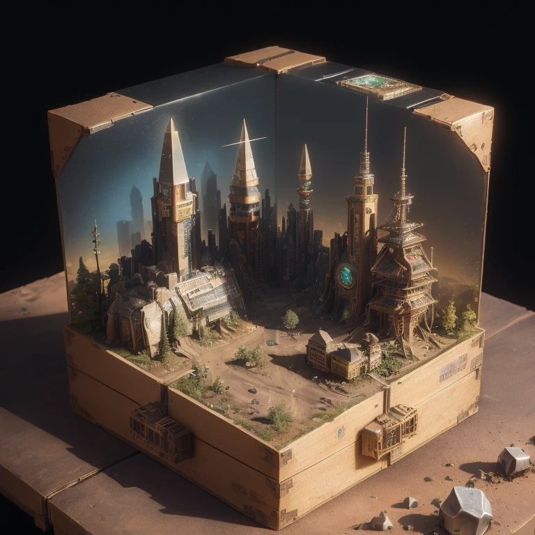 6598年Mars realistic model, (bifurcation, original photo, best quality, masterpiece:1.4),SteampunkCyberpunk6820 City,(CyberpunkMars light:1.3), Mars (related to land),(in a small nature box:1.3),Isometric, small nature, landscape on foundation,landscape,