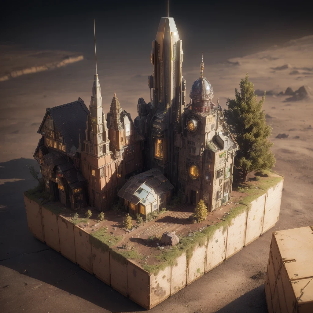 6598年Mars realistic model, (bifurcation, original photo, best quality, masterpiece:1.4),SteampunkCyberpunk6820 City,(CyberpunkMars light:1.3), Mars (related to land),(in a small nature box:1.3),Isometric, small nature, landscape on foundation,landscape,