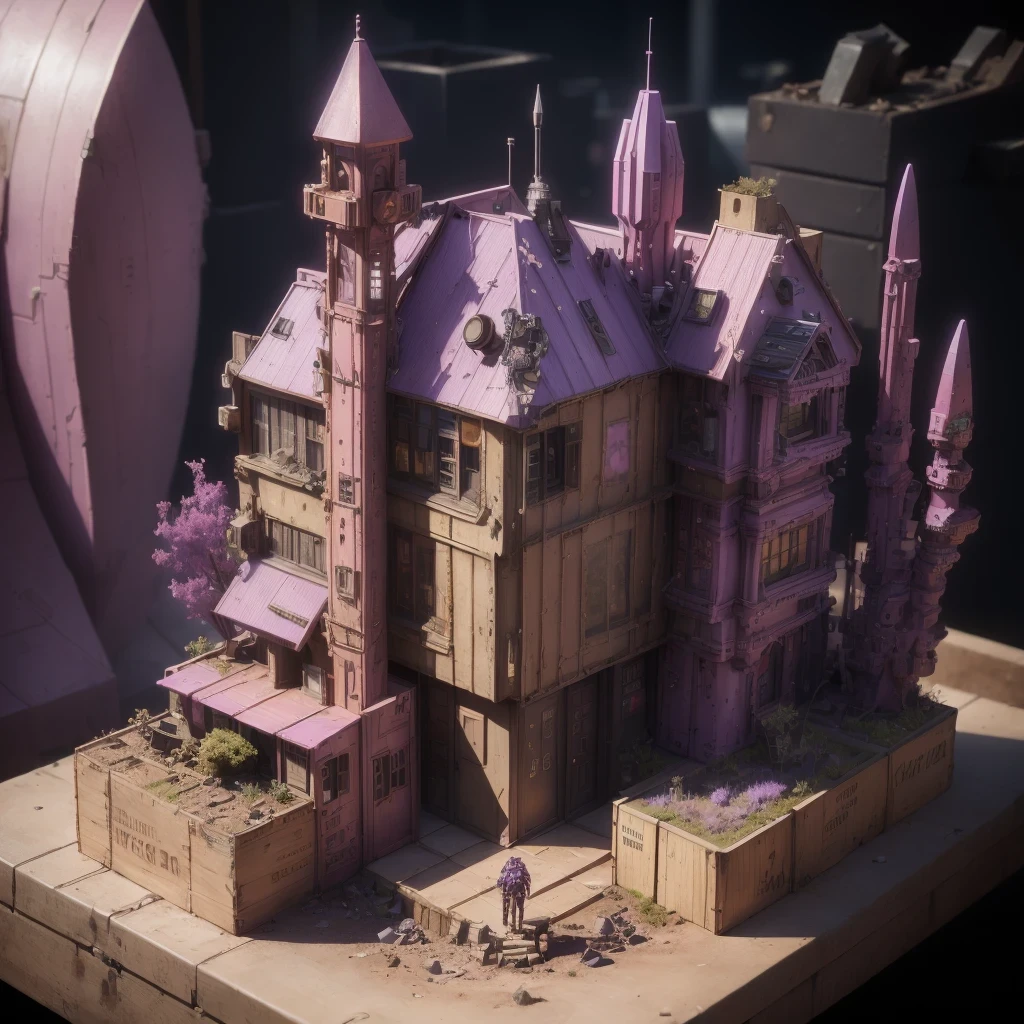 Purple pink series 6598 Mars realistic model, (bifurcation, original photo, best quality, masterpiece:1.4),SteampunkCyberpunk6820 City,(CyberpunkMars light:1.3), Mars (related to land),(in a small nature box:1.3),Isometric, small nature, landscape on foundation,landscape,