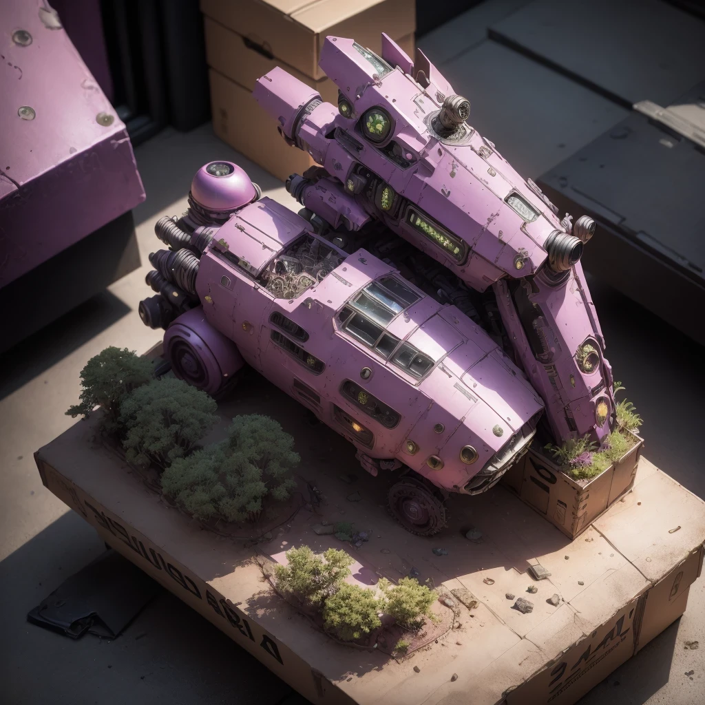 Purple pink series 6598 Mars realistic model, (bifurcation, original photo, best quality, masterpiece:1.4),SteampunkCyberpunk6820 City,(CyberpunkMars light:1.3), Mars (related to land),(in a small nature box:1.3),Isometric, small nature, landscape on foundation,landscape,