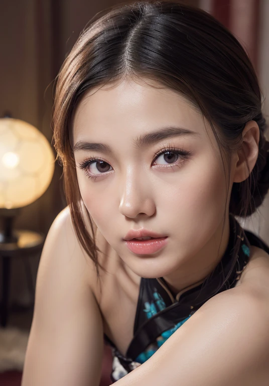 1girl, ((very transparent Hanfu qipao)), (erotic_), ((focuss closeup face)), pretty young (Russian) (Asian) (masterpiece), top Chinese model, (aphrodite goddess), (beauty breast), very best quality detailed face:1.5, privium room, (8k HD graphic, (soft and chill light), best quality detailed ultra highres:1.2 dynamic lighting, artstation, winner photography, volumemetricslighting),