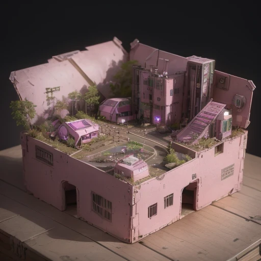 Mauve pink series 6598 Mars realistic model, (bifurcation, original photo, best quality, masterpiece:1.4),SteampunkCyberpunk6820 City,(CyberpunkMars light:1.3), Mars (related to land),(in a small nature box:1.3),Isometric, small nature, landscape on foundation,landscape,