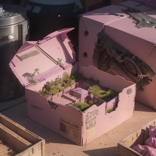Mauve pink series 6598 Mars realistic model, (bifurcation, original photo, best quality, masterpiece:1.4),SteampunkCyberpunk6820 City,(CyberpunkMars light:1.3), Mars (related to land),(in a small nature box:1.3),Isometric, small nature, landscape on foundation,landscape,