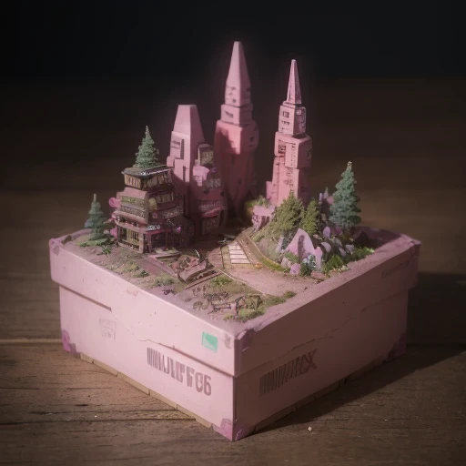 Mauve pink series 6598 Mars realistic model, (bifurcation, original photo, best quality, masterpiece:1.4),SteampunkCyberpunk6820 City,(CyberpunkMars light:1.3), Mars (related to land),(in a small nature box:1.3),Isometric, small nature, landscape on foundation,landscape,
