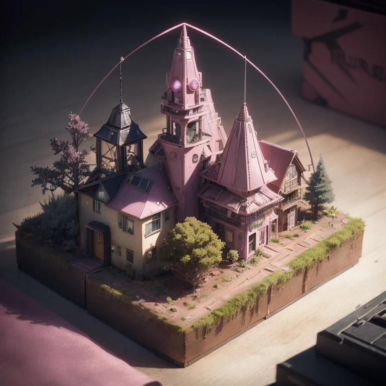 Mauve pink series 6598 Mars realistic model, (bifurcation, original photo, best quality, masterpiece:1.4),SteampunkCyberpunk6820 City,(CyberpunkMars light:1.3), Mars (related to land),(in a small nature box:1.3),Isometric, small nature, landscape on foundation,landscape,
