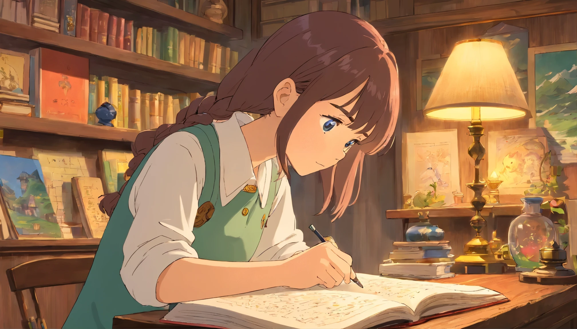 A girl studying