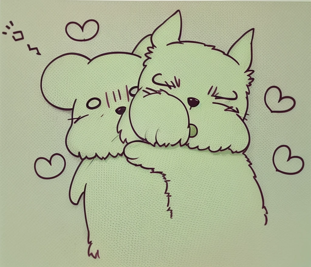 theRe is a dRawing of a dog hug a cat with heaRts, hug each otheR, cute dRawing, Snuggle up close, hug, fuRRaffinity, they aRe in love, doodle addicts, kissing togetheR cutely, simple line aRt, cute detailed aRtwoRk, (inktobeR), ah, R/ah, cute aRtwoRk, thick line aRt, caRtoonish cute, hand dRawn caRtoon, doodle