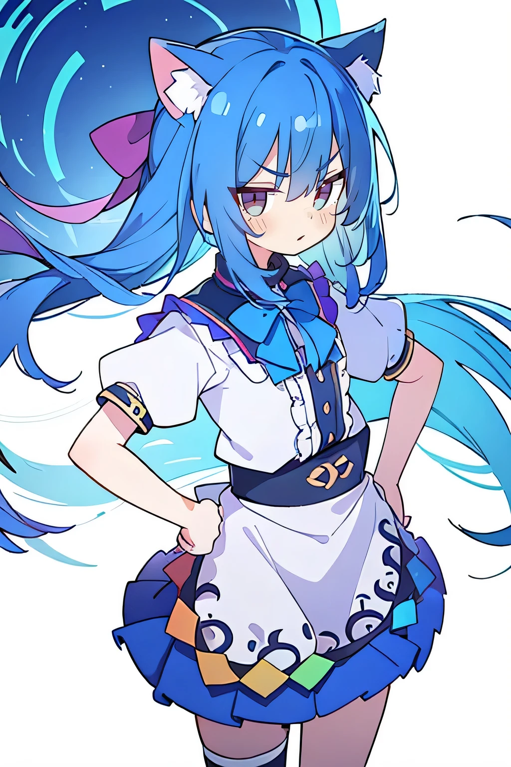 (masterpiece),best quality, expressive eyes, perfect face, 1girl,
Put your hands on your waist,fair, Gorgeous,Japanese cartoons,girl,lola,Hina Angel, blue hair, blue haired, floating clothes,Grab your waist, Grab your waist, hands on hips , hands on hips,sit, sit on ground, Legs on the ground, flat chest,cat ears,