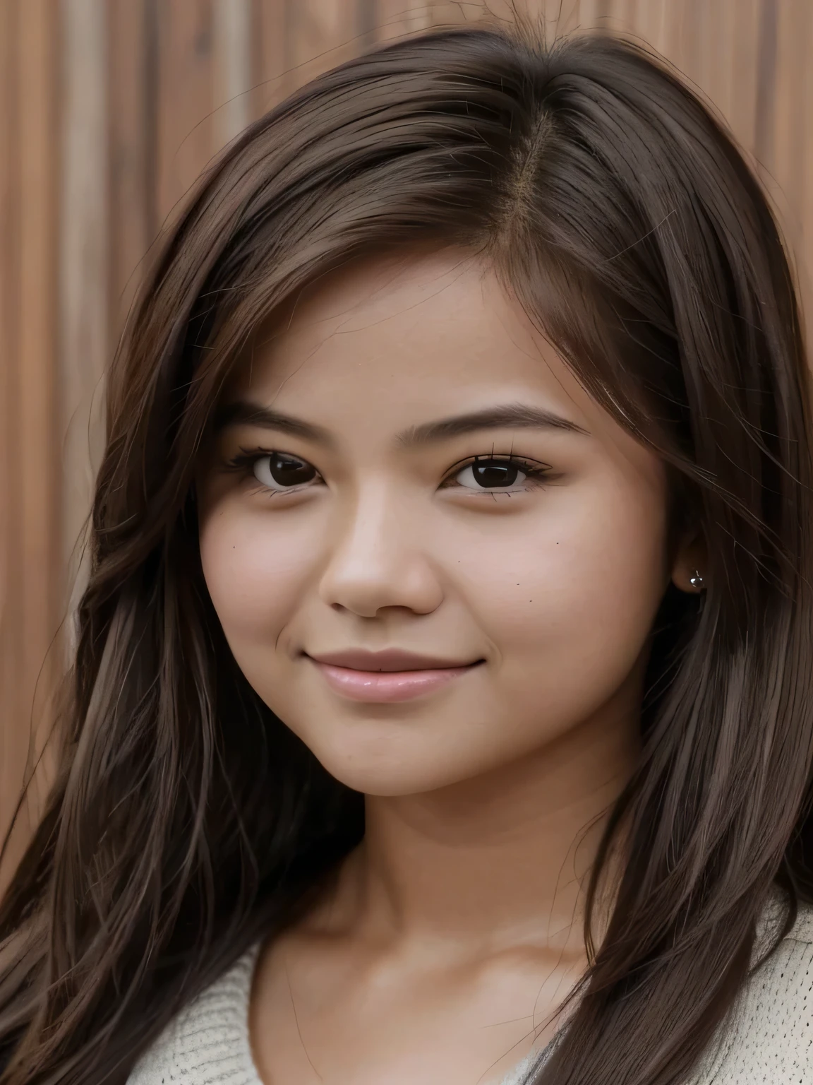 a close up of a woman with long hair and a sweater, cindy avelino, isabela moner, with round face, good looking face, inspired by Glòria Muñoz, beautiful round face, clara oswald, cute-fine-face, cute - fine - face, with cute - fine - face, beuatiful face