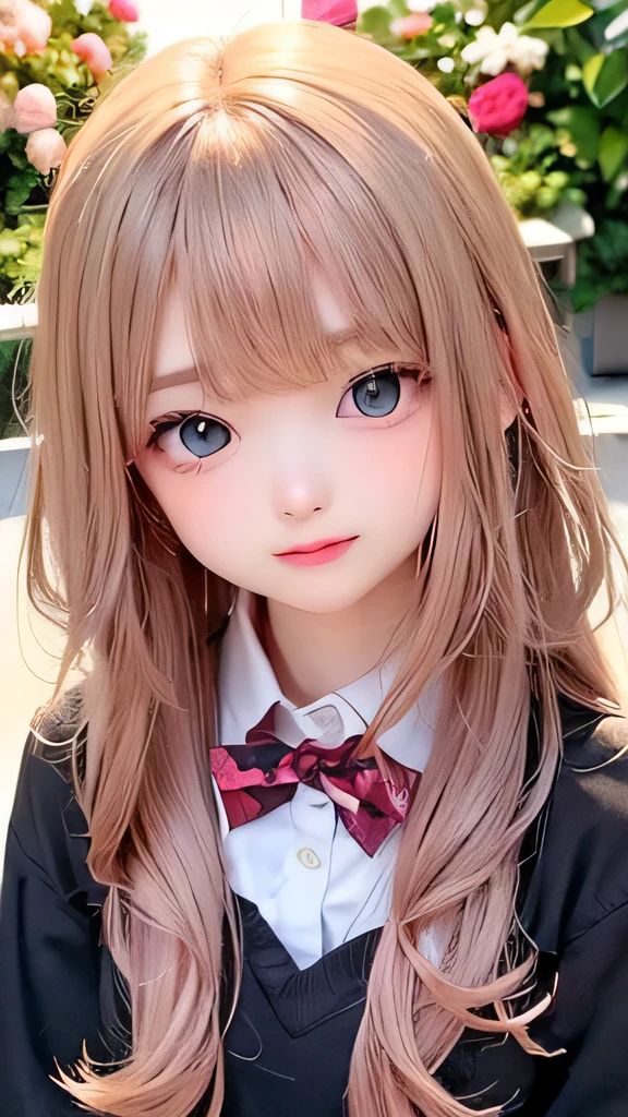 young girl、small face、 (alone:1.5,)Super detailed,bright color, very beautiful detailed anime face and eyes, look straight,eye shadow、 shiny_skin,girl, (((Half of the hair is white、Half of the hair is white: 1.5))),、shiny hair, delicate beautiful face, blush、Silver-colored glasses、(turquoise eyes), , Valletta, red earrings、Brown turtleneck、checked skirt、flower garden、surrounded by flowers、sit、smile、happy face、face dyed red、color々pose、Head to toe full body portrait、(I can see the whole body)、show your butt