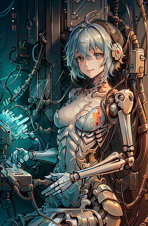 master piece, 1 person, alone, Rei Ayanami、blue hair, short and fine hair, hair inhalation, torn clothes, , nipple chain, belly button, tear arm: 1.2), captive, nipple chain, heart-shaped pupil, she keeps her mouth open, please don&#39;t wear it, cap cap、electric shock、Crying、Climax、Peeing、blush、tremble、steam