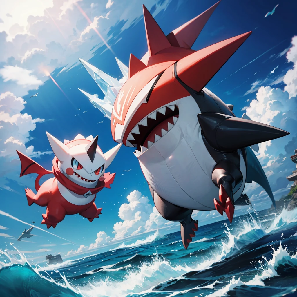 A power full pokemon with power of ice. It has grey and red colour on its body. It is based on a little cute megaladon shark.it lives in depth of ocean but it can walk on land with four leg. 