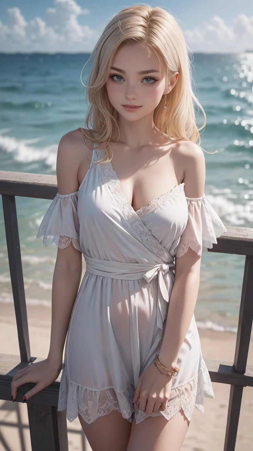 ((highest quality, 8k, masterpiece:1.3)), concentrated:1.2, Perfect body beauty:1.4, Hips:1.2, ((Layered Haircut, chest:1.2)), (Wet clothes:1.2) , (rain, Tropical seaside:1.3), Bandeau dress: 1.1, Highly detailed face and skin texture, Fine Eyes, double eyelid, White skin, Long Hair, (Smiling and dancing:1.3),Raised nipples:1.2,Shot to the knee,White panties,The wind is strong and the skirts are spreading out.,