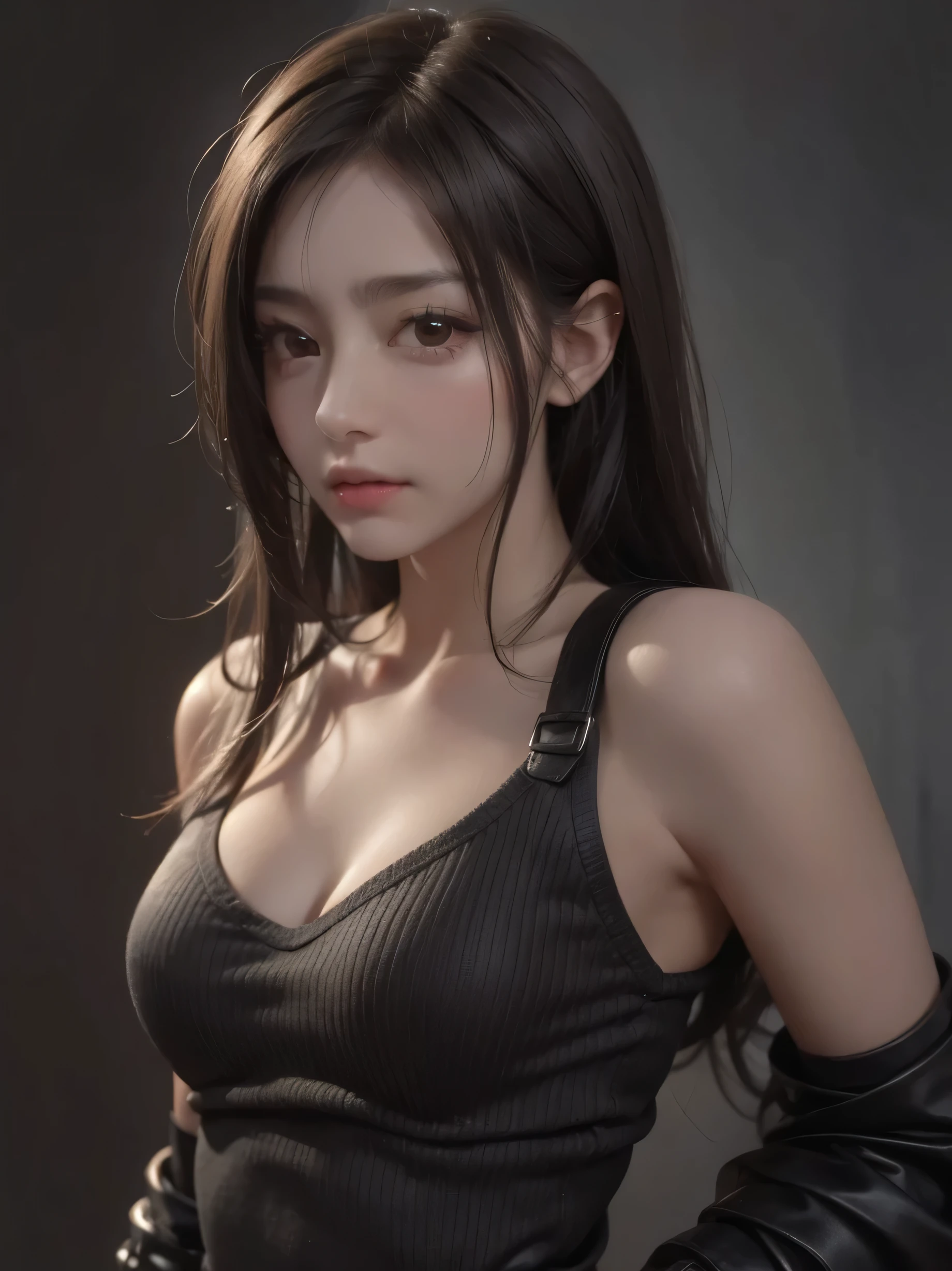 (Representative works: 1.3), (8K, realistic, RAW photo, best image quality: 1.4), (30 year old mature woman),small face, beautiful face, (realistic face),no makeup、natural makeup、light makeup、 (Dark brown, short hair: 1.3), beautiful hairstyle, realistic eyes, detailed and beautiful eyes, (realistic skin), beautiful skin, (sweater),、Bust A cup、 confused, charm, 超High resolution, Super realistic, High resolution, golden ratio, ff tifa、gray background、