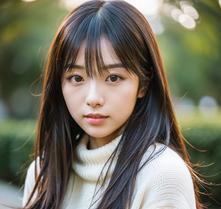 Close-up of a long-haired woman wearing a white jumper, Nie Tian&#39;s photo, tumbler, shin hanga, Yoshitomo Nara, korean girl, beautiful young korean woman, beautiful korean woman, gorgeous young korean woman, beautiful asian girl, Chiho, asian young girl, young asian woman