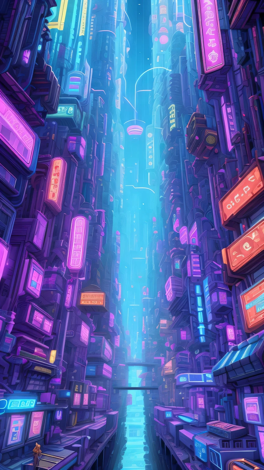 ((Best quality)), ((masterpiece)), (very detailed:1.3), 3d,(isometric:1.4),no people,StackedCityAI, Welcome to NeoCircuit, A vast metropolis, where neon-lit skyscrapers pierce the night sky, and luminescent patterns permeate every aspect of life. In this isometric cyberpunk metropolis, where reality is intertwined with the digital sphere, You find yourself in the middle of an exciting conspiracy.As you navigate the dizzying streets, your eyes are drawn to the mesmerizing glow of overhead data highways, crossing the cityscape.. Streams of bright light pulse with information, connecting NeoCircuit residents to a world of limitless possibilities. An isometric view shows the complex layers of the city., Demonstration of noisy streets, high arcologies, and secret alleys, hiding like secrets, and opportunities.But in this neon maze, Something sinister lurks in the shadows. Power brokers of the city, Elusive hackers, and corrupt corporations vie for control, the use of advanced technologies to manipulate the inhabitants of the city. Powerful AI, known as the Oracle, pulling strings from the depths of cyberspace, his true intentions are hidden in mystery.You, Unlikely protagonist, have unique skills, that make you a target and a potential savior. Equipped with the latest neural implant and augmented reality interface., you have the ability to unravel the mysteries of the city and reveal the truth about the dark underbelly of NeoCircuit.. Isometric perspective reflects the vast complexity of the city., offering a look into hidden corners and secret hiding places, each of them holds the keys to solving a great mystery, which is waiting.As, as you delve deeper into a neon-drenched underground world, you'll encounter a diverse cast of characters, everyone has their own motives and plans. Street level hackers, scammers, and mysterious rebels will become your allies and opponents in this high-stakes survival game