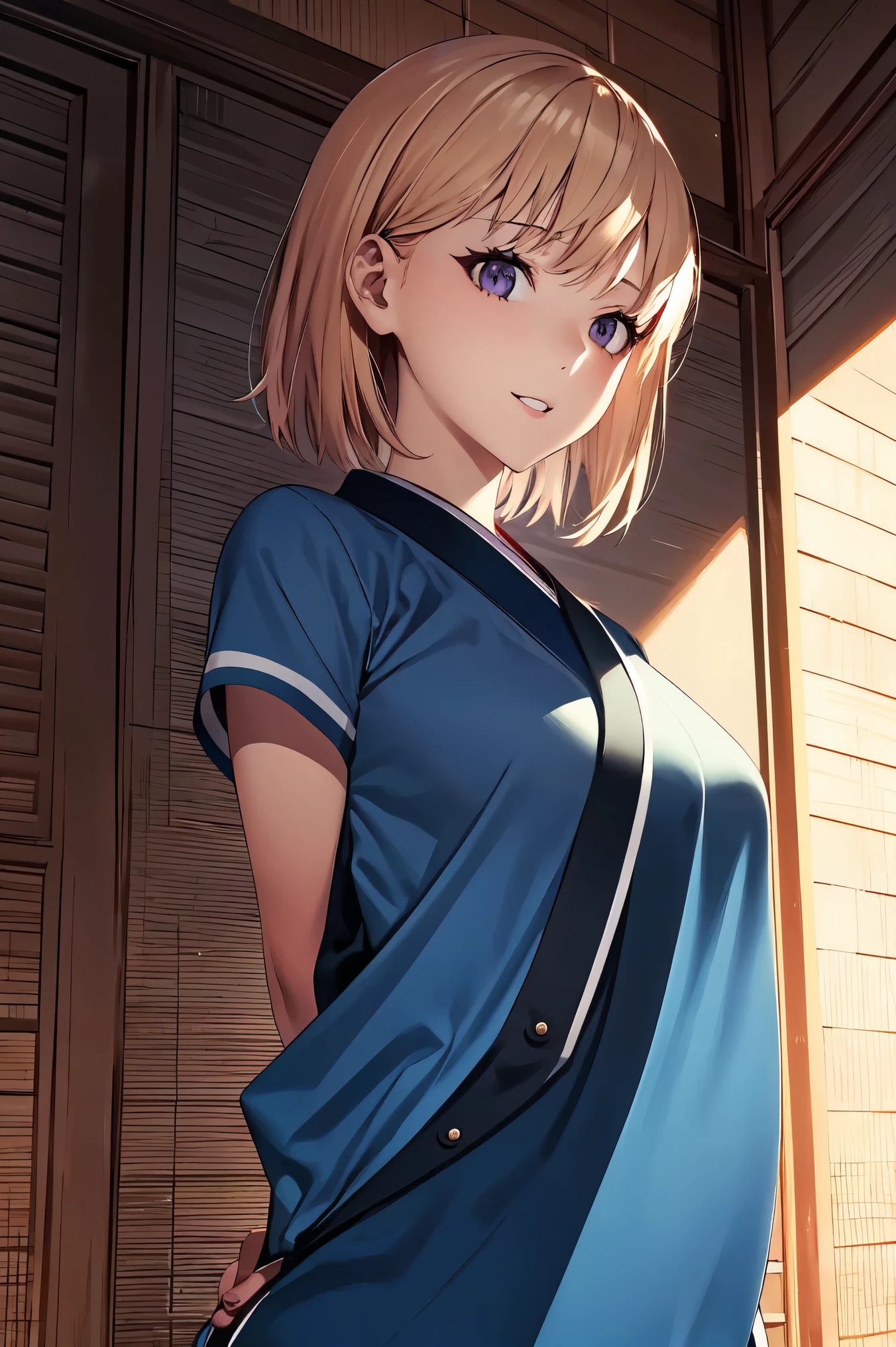 solo, 1girl, parted lips, cha hae-in, purple eyes, expressive eyes, perfect face,
BREAK (Blue Yakata,kimono,japanese clothes:1.2),
BREAK slight smile、cute smile、cloudy liquid,((arms behind back:1.5)),
BREAK Cafe background,
BREAK best quality, masterpiece, highres, (perfect hands, perfect anatomy),(intricate details, masterpiece, 8k, UHD, highres),