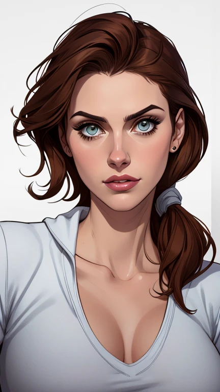 estilo de desenho animado:1.2), Alexandra Daddario mulher Imagem de desenho animado de uma mulher , roupas sensuais , garota super fofa, authoritarian would be facial expressioncartoon style illustration, estilo de arte dos desenhos animados, estilo de arte dos desenhos animados, digital illustration style, design de personagens altamente detalhado, arte digital detalhada fofa, City fan art, design de personagem retrato, beautiful digital illustration, retrato de alta qualidade, arte em quadrinhos, retrato do design do personagem, white background Buso without clothes and medium breasts beautiful and symmetrical body curves Cartoon style
