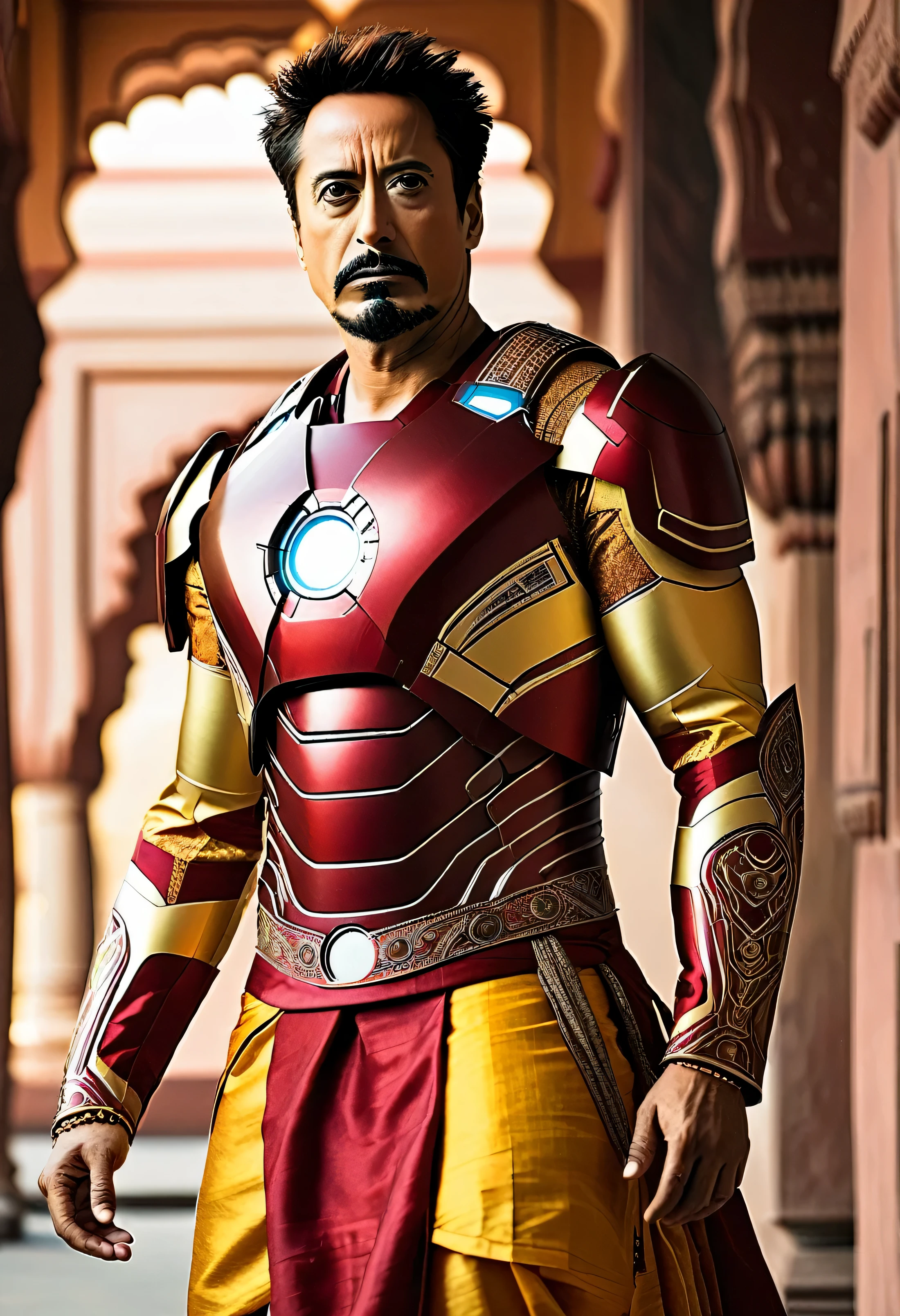 Iron man in an indian attire, wearing indian dhoti