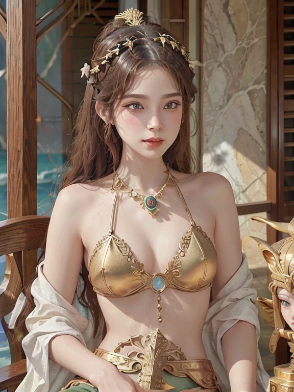 - Gentle and peaceful eyes,Nautilus tattoo,Ornate headdress,Ancient Egyptian Poodle,Jeweled Throne,The green Nile,Golden desert,Pyramids at sunset,Ivory face - (best quality,4k,8k,highres,masterpiece:1.2),ultra-detailed,(realistic,photorealistic,photo-realistic:1.37)
- portraits,ancient Egypt,exotic,regal,mythical,treasures,glamorous,serene
- golden,earthy tones,warm lighting,sun-kissed,rich colors,ethereal ambiance