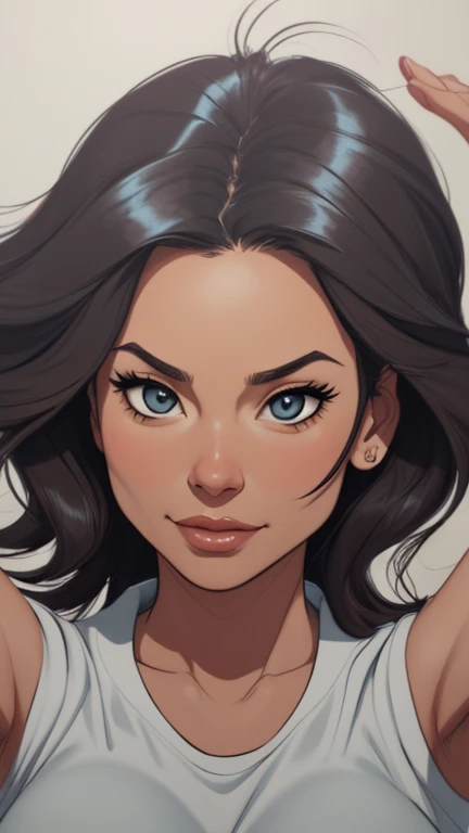 estilo de desenho animado:1.2),  Lucy Liu  mulher Imagem de desenho animado de uma mulher , roupas sensuais , garota super fofa, authoritarian would be facial expressioncartoon style illustration, estilo de arte dos desenhos animados, estilo de arte dos desenhos animados, digital illustration style, design de personagens altamente detalhado, arte digital detalhada fofa, City fan art, design de personagem retrato, beautiful digital illustration, retrato de alta qualidade, arte em quadrinhos, retrato do design do personagem, white background Buso without clothes and medium breasts beautiful and symmetrical body curves Cartoon style
