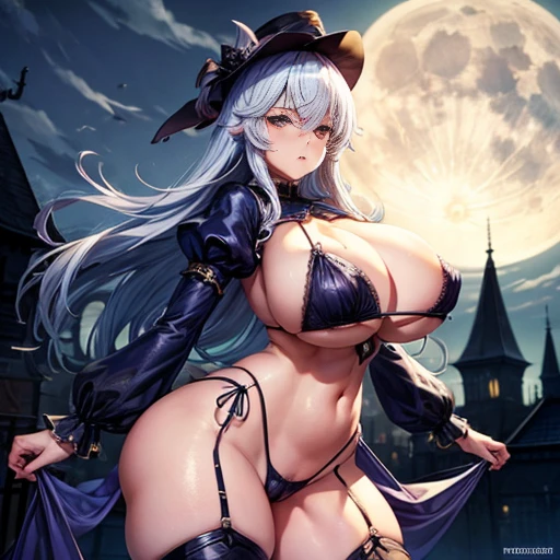 Moonlight night、Plump、Super big breasts、camel toe、huge tit、nipple puff、cleavage、)殺人鬼のSuper big breasts美少女、Jack the Ripper)