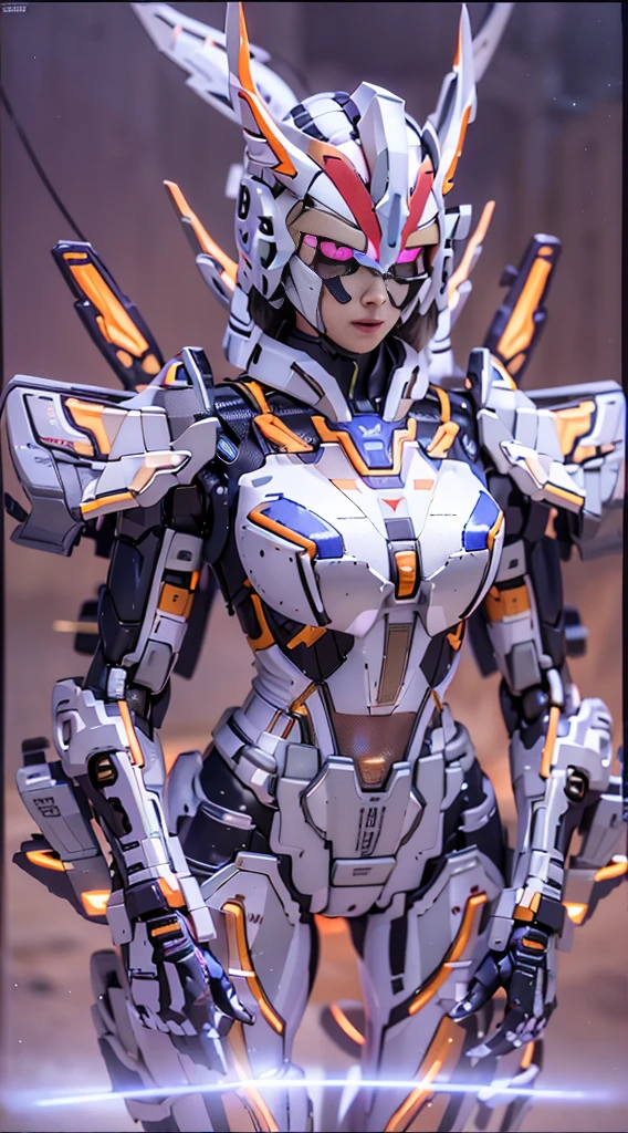 Full Body View CyberArmor Ultraman Empress is spreading her wings of light in outer space, ready to leap,The Ultra Armor Ultraman Empress in the ultra-wide-angle shot has an ethereal and graceful posture,Stretch out the light wings is magnificent,Cyberarmor Ultraman Empress has a sexy and atmospheric figure,K-cup teardrop-shaped giant tit chest tears the armor apart, making her sexy sex characteristics obvious body particularly attractive,She was facing the unfolding portal,Behind you is a bright starry sky and the wreckage of an enemy plane that exploded and crashed,At your feet is the planet Cyber,A glorious body cloaked in space rays,A pair of huge heterochromatic eyes of Kaziran,Those eyes had dreamy neon flashing pupils,The sexy and tight waist and abdomen line is sexy and graceful,Cyber Armor Ultraman Empress Beauty collarbone connects to slender shoulder arms,There are graceful hands that are ergonomic and physiologically normal,Knee-length fishnet sock armor on his legs,Wearing Skyscraper Heels armor on his feet,There is no fat all over the body,And the funnel shape is slim at the waist,The buttock armor looks rounded and sexy,The slender robotic arms and beautiful legs are super slender,Gorgeous mech liveries and pulsed light strips give her a futuristic mechanical aesthetic,Use Midjourney's advanced stroke tools and experiment with different color palettes and strokes to reveal and improve clarity and detail,The starry sky elements in the background use hash power to reflect the sexy mechanics of all parts of the body of the Cyberarmor Ultraman Empress,Improve image quality and clarity,Cyberarmor Ultraman Empress is a streamlined mechanical trait that coexists mechanically and sexy,The result is incredible detail throughout the picture。Use Midjourney's advanced brush tools and experiment with different color palettes and texture tools, stroke tools, material packs, character expression tools, and show and enhance the sexy elements in your scene,The result