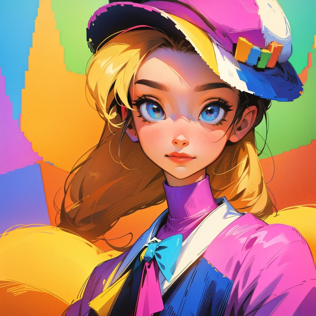 Pixel art、colourfull、American、Hats、portraitures