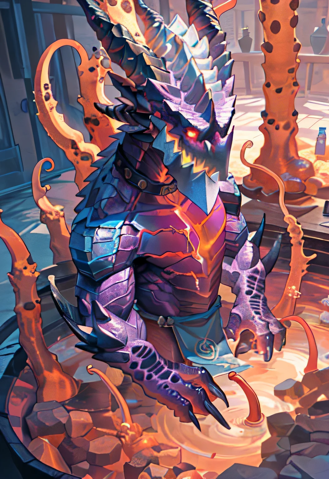 alone, (muscular), (male human dragon):1.3, Bright scales, (Kamimei):1.3, (Common:1.4) (prayer):1.23, (,Wearing a short white loincloth), exquisite eyes, lizard tail,A pair of dragon horns, a pair of dragon wings, (exquisite eyes,stripe,sharp claws,Cute animal paw,Sticking out tongue,careless person,Liquid spilled all over body,Air leakage in lower body,Fluid leaking from the lower body,Milk spilled all over the floor,glowing eyes):1.1, (in the room:1.35), In the bedroom,Squatting on the bed,dim,be licked,enjoy,obsessed, Face turned red,collar,Submit to,caress,drunk,Smile,enjoy,looking at camera,Submit to,having fun,Detailed background,realistically,realistic hand,8k high dynamic range,(shadow,wide dynamic range,high dynamic range,emphasize:1.2)wrapped in tentacles, tentacled and entangled, sucked by tentacles、Correct body and limbs、Detailed study of the whole body、dragon