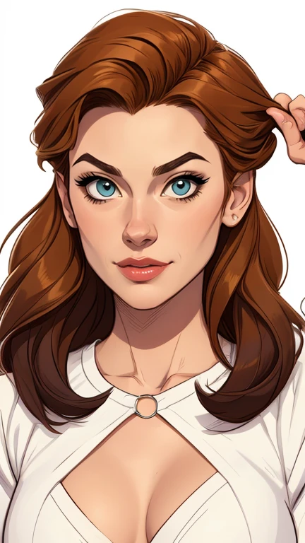 estilo de desenho animado:1.2), estilo Cartoon Atriz Yvonne Strahovski Mulher Imagem de desenho animado de uma mulher , roupas sensuais , garota super fofa, cartoon style illustration, estilo de arte dos desenhos animados, estilo de arte dos desenhos animados, digital illustration style, design de personagens altamente detalhado, arte digital detalhada fofa, City fan art, design de personagem retrato, beautiful digital illustration, retrato de alta qualidade, arte em quadrinhos, retrato do design do personagem, white background Buso without clothes and medium breasts female character from The Lord of the Rings Cartoon style