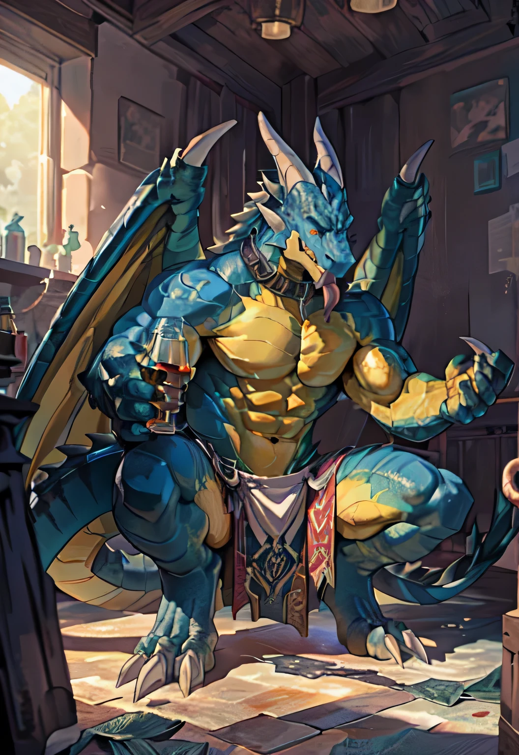 alone, (muscular), (male human dragon):1.3, Bright scales, (Kamimei):1.3, (Common:1.4) (prayer):1.23, (，Wearing a short white loincloth）, exquisite eyes, lizard tail,A pair of dragon horns, a pair of dragon wings, (exquisite eyes，stripe，sharp claws，Cute animal paw，Sticking out tongue，careless person，Liquid spilled all over body，Air leakage in lower body，Fluid leaking from the lower body，Milk spilled all over the floor，glowing eyes):1.1, (in the room:1.35), In the bedroom，Squatting on the bed，dim，be licked，enjoy，obsessed， Face turned red，collar，Submit to，caress，drunk，Smile，enjoy，looking at camera，Submit to，having fun，Detailed background，realistically，realistic hand，8k high dynamic range，（shadow，wide dynamic range，high dynamic range，emphasize：1.2）wrapped in tentacles, tentacled and entangled, sucked by tentacles、Correct body and limbs、Detailed study of the whole body、dragon