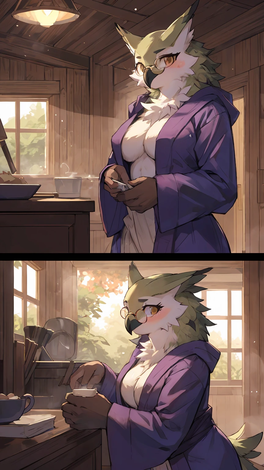 solo, 1girl, female, furry female, bird, avian, owl, big tits, glasses, green feathers, ramona_uo, (cute anatomy:1.1), highly detailed, hyper realistic, soft lighting, ((masterpiece, 8K, HD:1.2)), ((best quality:1.2)), (extreme detailed illustration),(by zackary911:1.3),(by taran fiddler:1.1), (by jay naylor, spectrumshift,iskra:1.2, syuro:1.0),(by hioshiru),(by Meesh),(by riska), ((taking off robe, blush, plump body, sweaty body, stuffy body, flushed body, flexible body, soft body, gramorous body, hot air, steam, view from front, view from up close, bedroom, seducing viewer, orgasm, feminine body, sexy random pose, beautiful pink nipple, big areola, big nipple)), pink pussy, anal