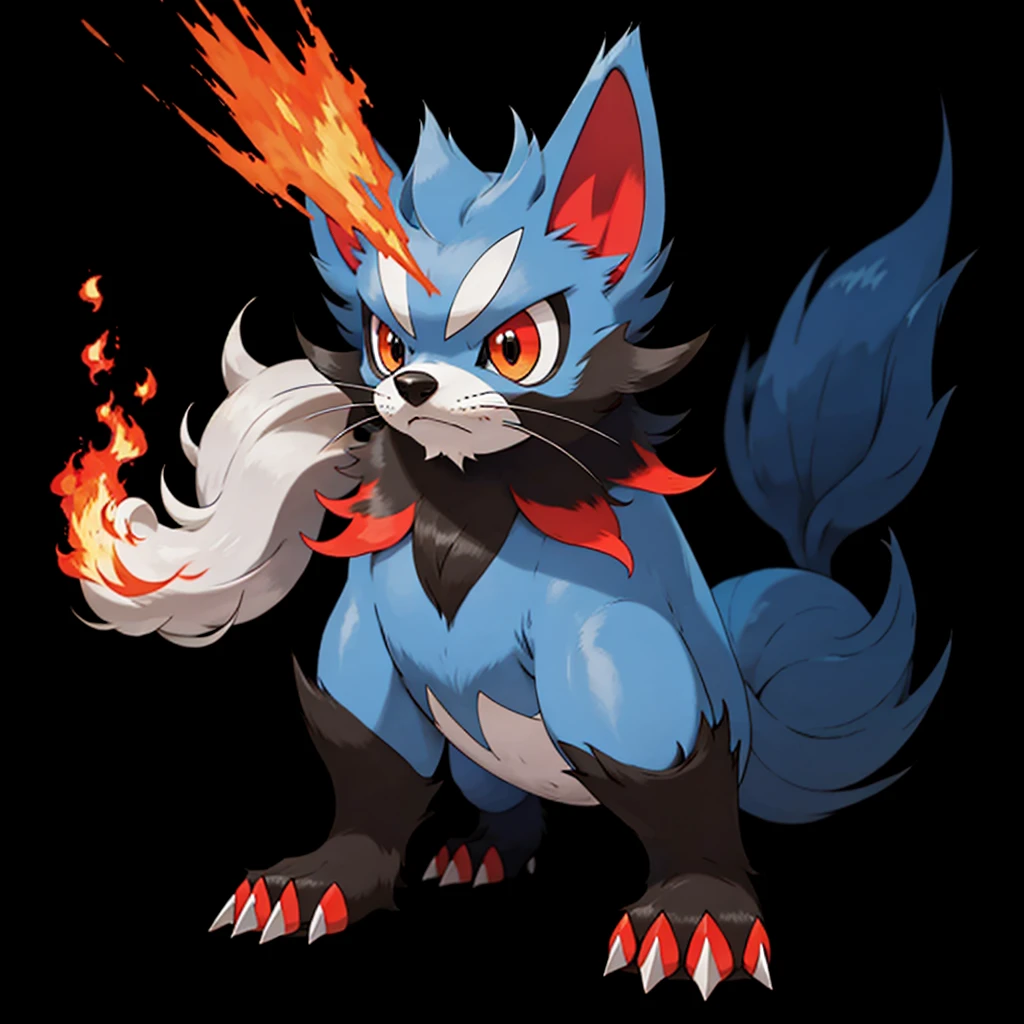 A power full pokemon with fire of ice. It has black and red colour on its body. It is based on a  dog who has head shape like a rocket with fire to boost its speed.it lives in mumbai city. 