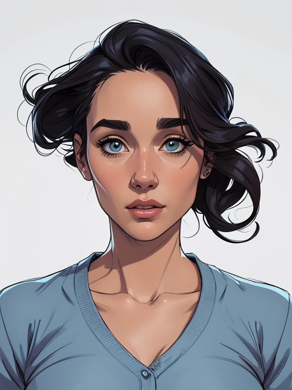 estilo de desenho animado:1.2), Jennifer Connelly  Imagem de desenho animado de uma mulher , roupas sensuais , garota super fofa, authoritarian would be facial expressioncartoon style illustration, estilo de arte dos desenhos animados, estilo de arte dos desenhos animados, digital illustration style, design de personagens altamente detalhado, arte digital detalhada fofa, City fan art, design de personagem retrato, beautiful digital illustration, retrato de alta qualidade, arte em quadrinhos, retrato do design do personagem, white background Buso without clothes and medium breasts, beautiful and symmetrical body curves