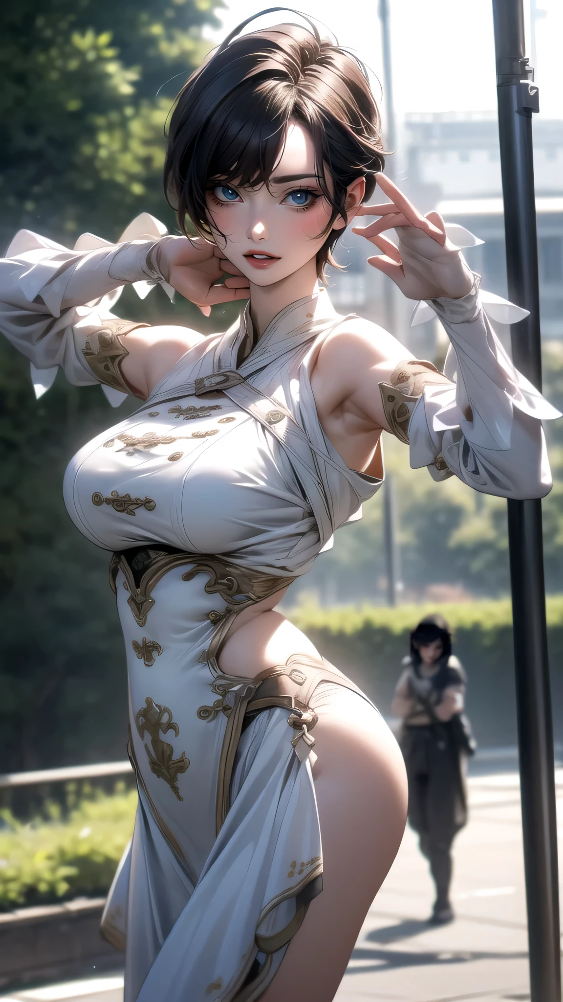 (Thin type),(large breasts),(random dance pose:1.5),(random hairstyle),(Highest image quality,(8K), Ultra-realistic, Best Quality, High quality, High Definition, high quality texture, high detailing, Beautiful detailed, fine detailed, extremely details CG, Detailed texture, realistic representation of face, masterpiece, presence)