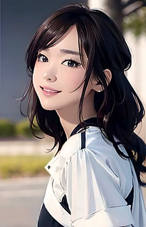 masterpiece、highest quality、High resolution、High quality images、8K, 1 female、skin luster、Texture of skin and clothing、Expression of fine eyes、shiny hair,long hair girl, Manga inspired by Lee Jong-suk, trending on deviantart, realism, detailed manga style, manga art style, perfect line drawing, beautiful line drawing, digital manga art girl, K-POPアイドル, dress, fine brown eyes, plump lips, detailed gorgeous face, (cute smile), fascinating, innocent, Side view, (perfectly detailed face), (fine hands) photorealistic images, Depth of the bounds written, Japanese princess cut hairstyle, play sports often, sports shorts, stylish tracksuit, white baseball cap, outdoor, public park