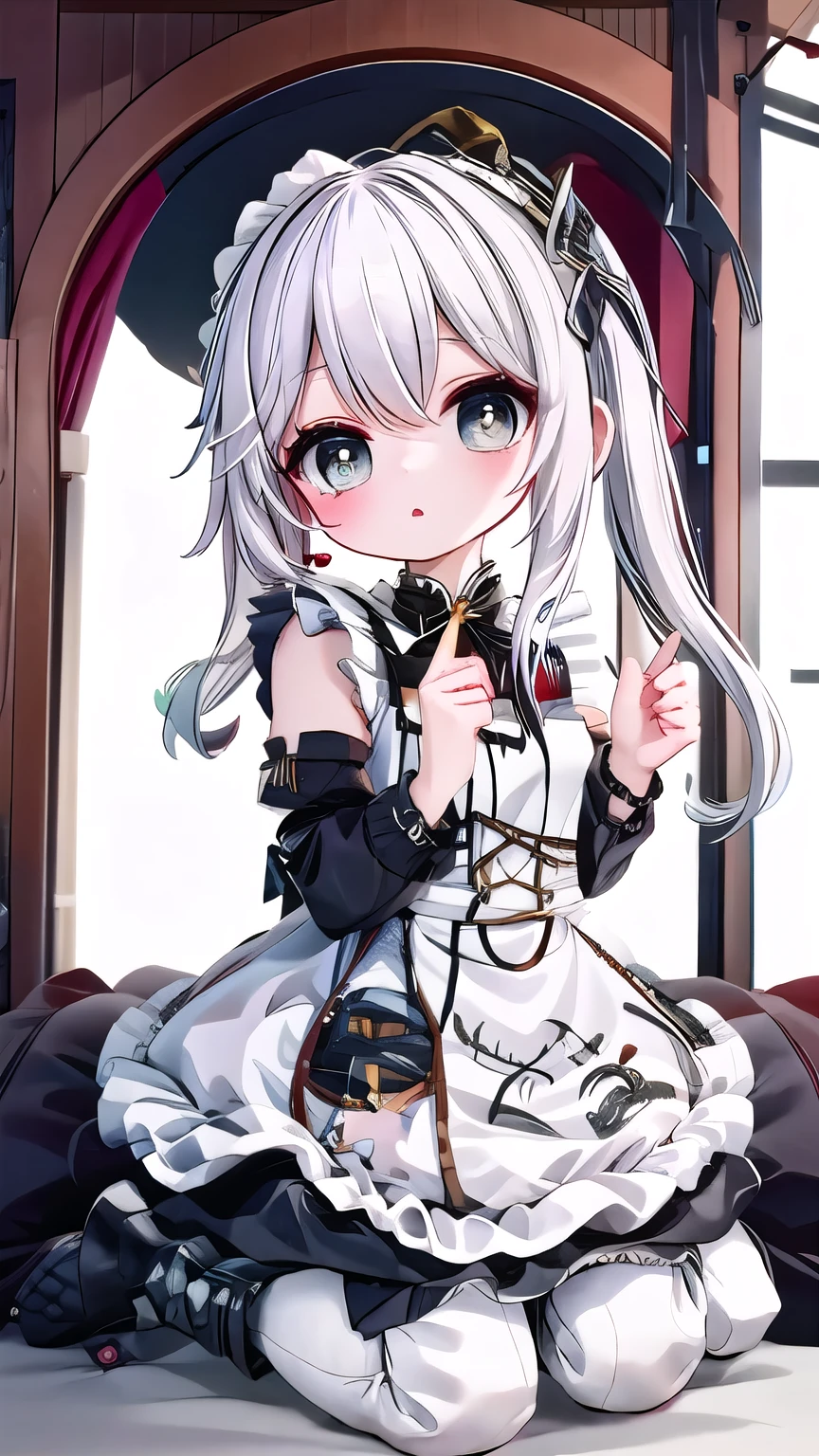 white hair，****，Nasida，maid outfit