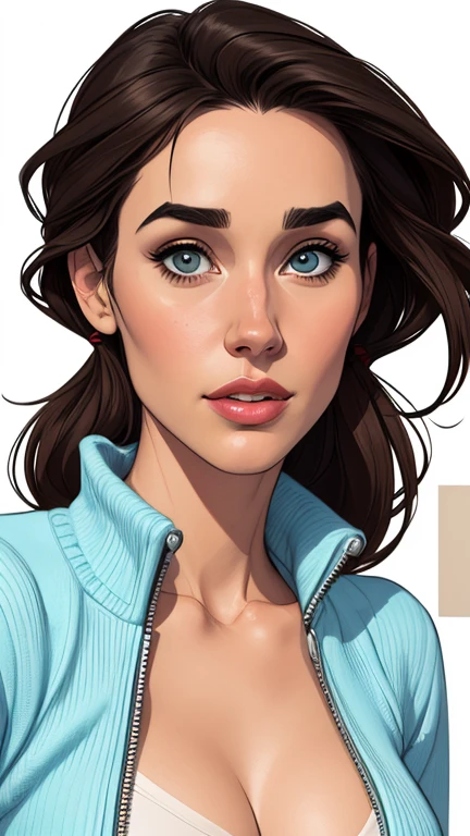 estilo de desenho animado:1.2), Jennifer Connelly Imagem de desenho animado de uma mulher , roupas sensuais , garota super fofa, authoritarian would be facial expressioncartoon style illustration, estilo de arte dos desenhos animados, estilo de arte dos desenhos animados, digital illustration style, design de personagens altamente detalhado, arte digital detalhada fofa, City fan art, design de personagem retrato, beautiful digital illustration, retrato de alta qualidade, arte em quadrinhos, retrato do design do personagem, white background Buso without clothes and medium breasts, beautiful and symmetrical body curves