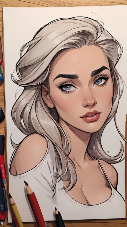 estilo de desenho animado:1.2), Jennifer Connelly Imagem de desenho animado de uma mulher , roupas sensuais , garota super fofa, authoritarian would be facial expressioncartoon style illustration, estilo de arte dos desenhos animados, estilo de arte dos desenhos animados, digital illustration style, design de personagens altamente detalhado, arte digital detalhada fofa, City fan art, design de personagem retrato, beautiful digital illustration, retrato de alta qualidade, arte em quadrinhos, retrato do design do personagem, white background Buso without clothes and medium breasts, beautiful and symmetrical body curves