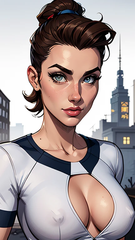 estilo de desenho animado:1.2), draw ART Artline fundo branco mulher Imagem de desenho animado de uma mulher , roupas sensuais , garota super valente destemida , cartoon style illustration, estilo de arte dos desenhos animados, estilo de arte dos desenhos animados, digital illustration style, design de personagens altamente detalhado, arte digital detalhada fofa, City fan art, design de personagem retrato, beautiful digital illustration, retrato de alta qualidade, arte em quadrinhos, retrato do design do personagem, white background Busty without clothes and medium breasts female character cartoon style dressed in Fallout 4 uniform