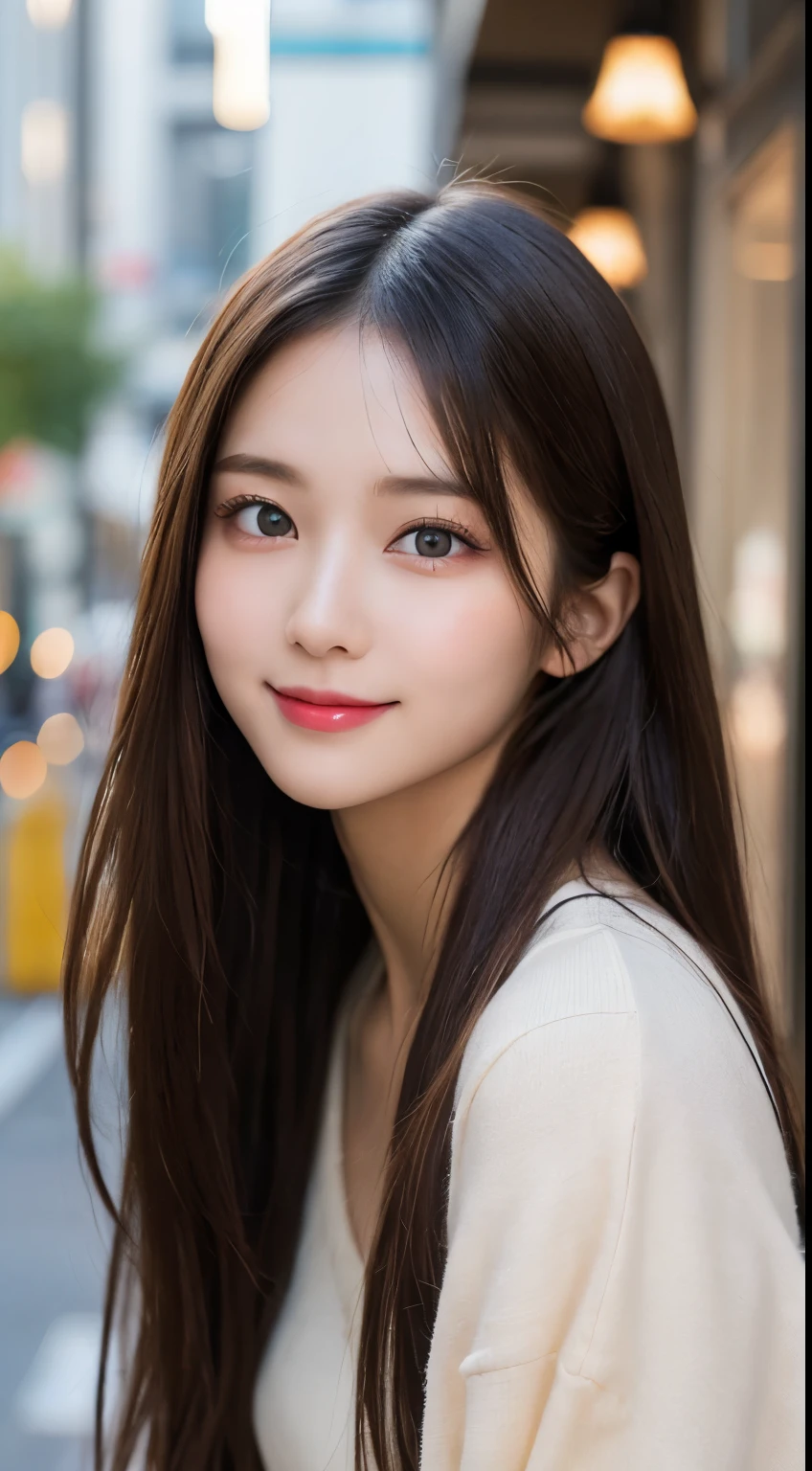 table top, highest quality, shape, Super detailed, finely, High resolution, 8k wallpaper, 完璧なダイナミックな構shape, beautiful and detailed eyes, straight hair, small breasts, natural color lip, random sexy pose,smile,20 year old girl、Beautiful and dense face、perfect and beautiful face,Big eyes、Raw photo、beautiful and detailed eyes、small face、beautiful duplex、slim face and style,beautiful golden ratio face、smile、Trendy Fashion Model Magazine Fashion、fashion model pose、Harajuku