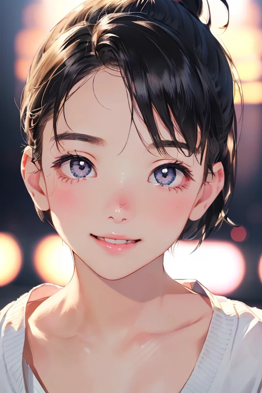 30-year-old female、smile、Short Hair、Blushing、Masterpiece、high resolution、16K